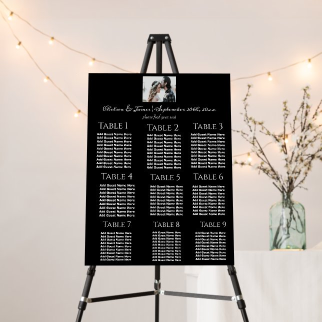 Please find Your Seat Black Script Seating Chart  Foam Board (In Situ (Stand))