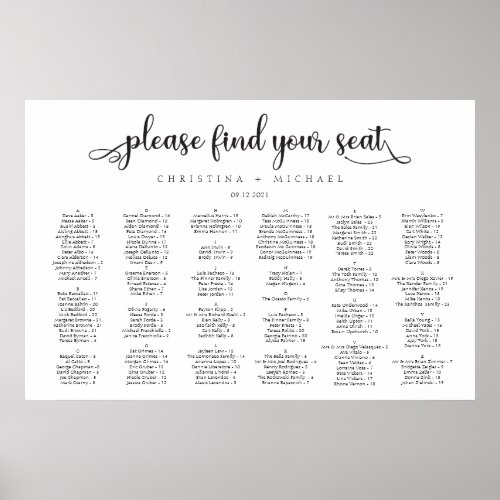 Please find your seat black wedding seating chart