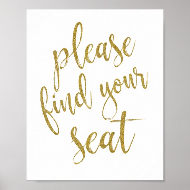Please Find Your Seat Glitter 8x10 Wedding Sign (Front)