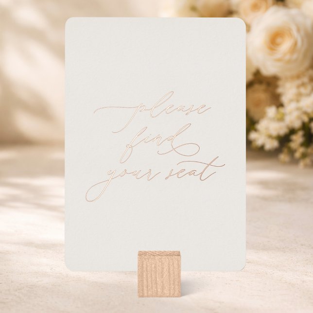 Please Find Your Seat Gold Foil Wedding Sign card (Creator Uploaded)