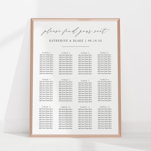 Please Find Your Seat Script Wedding Seating Chart