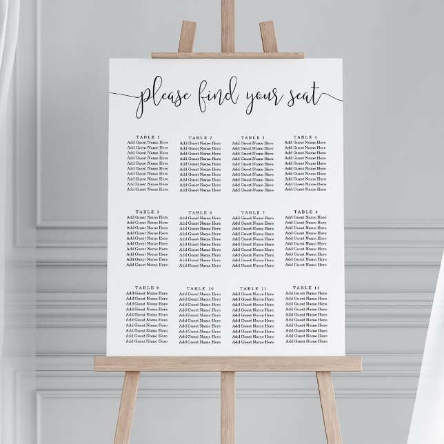 Please Find Your Seat Script Wedding Seating Chart Foam Board (Creator Uploaded)