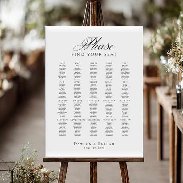 Please Find Your Seat up to 20 tables seating plan Poster (Creator Uploaded)