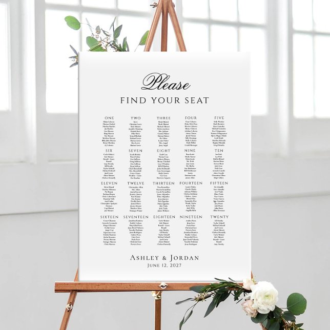 Please Find Your Seat up to 20 tables seating plan Poster (Creator Uploaded)