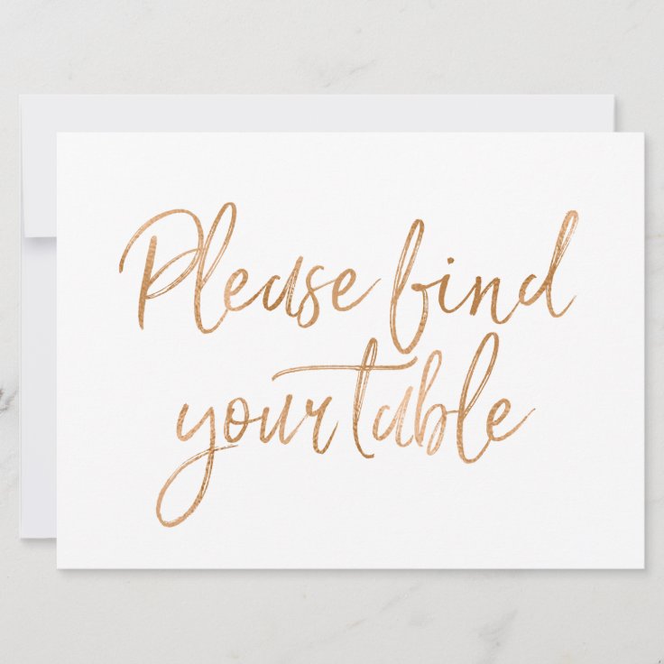  please find your table stylish gold rose sign invitation zazzle