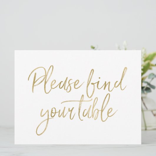 "Please find your table" Stylish Gold Sign (Standing Front)