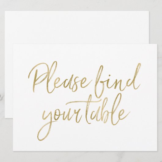 "Please find your table" Stylish Gold Sign (Front/Back)