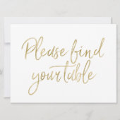 "Please find your table" Stylish Gold Sign (Front)