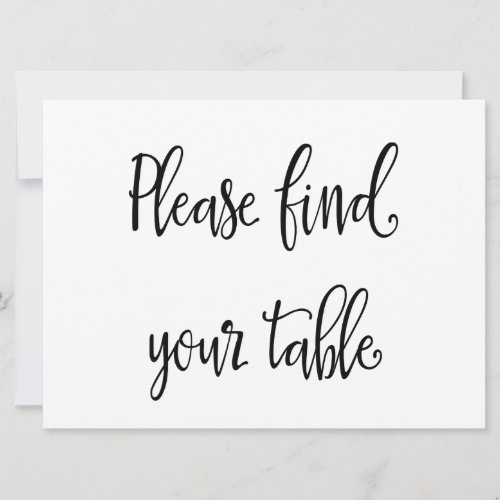 Please Find Your Table Wedding Seating Card Sign