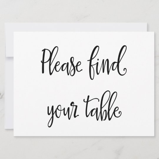  please find your table wedding seating card sign zazzle