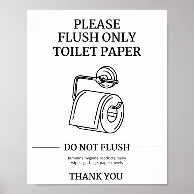 Please Flush Only Toilet Paper Instructional  Poster (Front)