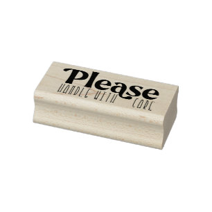 Please Handle with Care Calligraphy Mailing Rubber Stamp