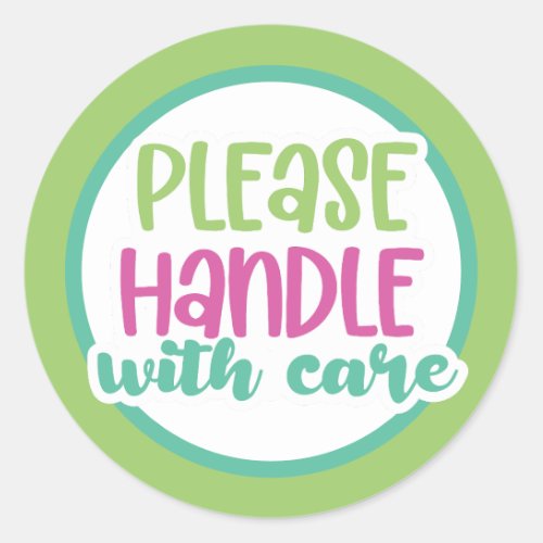Please handle with care classic round sticker