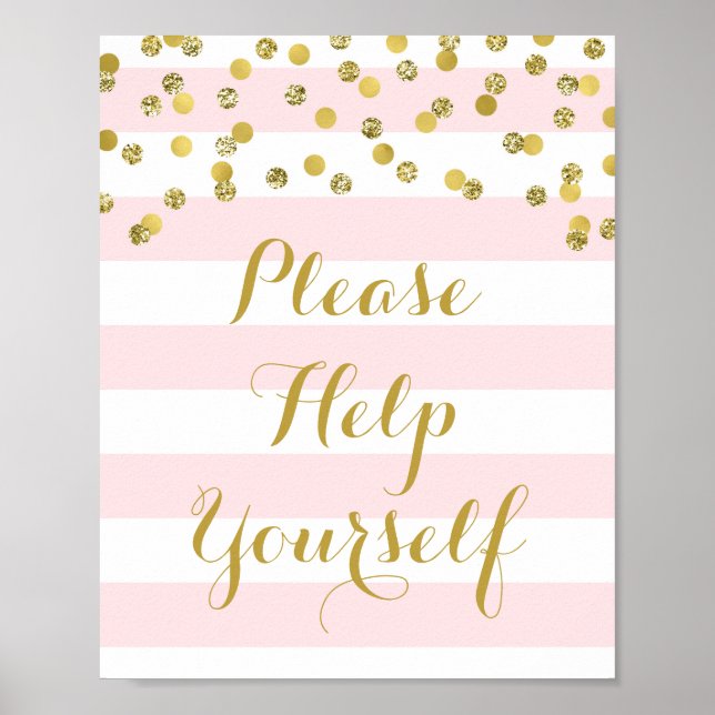 Please Help Yourself Sign Pink Stripes Gold (Front)