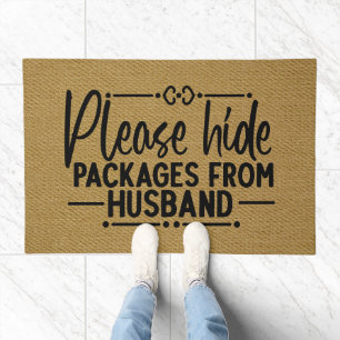 Please hide packages from husband. doormat