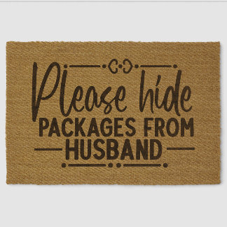 Please hide packages from husband. fiber doormat