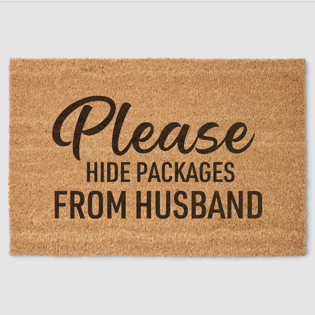 Please Hide Packages From Husband Fiber Doormat (Front)