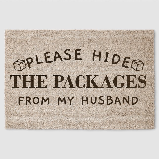 Please Hide Packages From My Husband  Fiber Doormat (Front)
