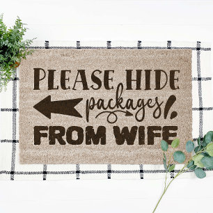 Please Hide Packages from Wife Funny Fiber Doormat