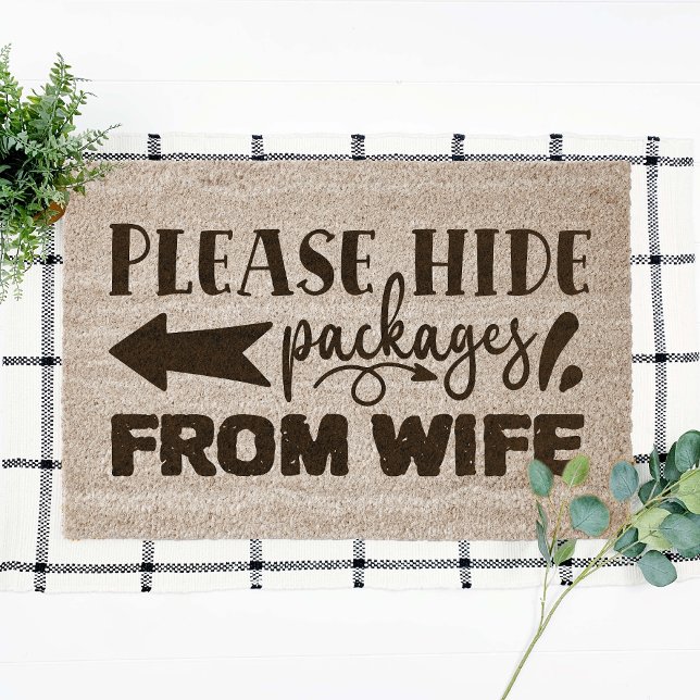 Please Hide Packages from Wife Funny Fiber Doormat (Creator Uploaded)