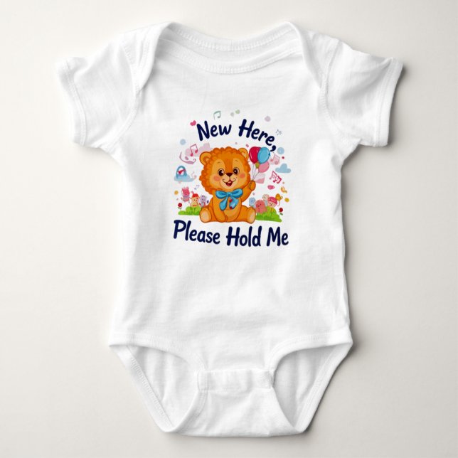 Please Hold Me, Cute Lion Cub Baby Bodysuit (Front)