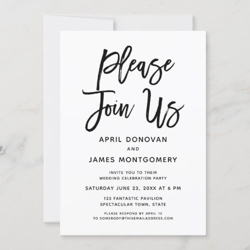 Please Join Us Brush Typography Wedding Invitation