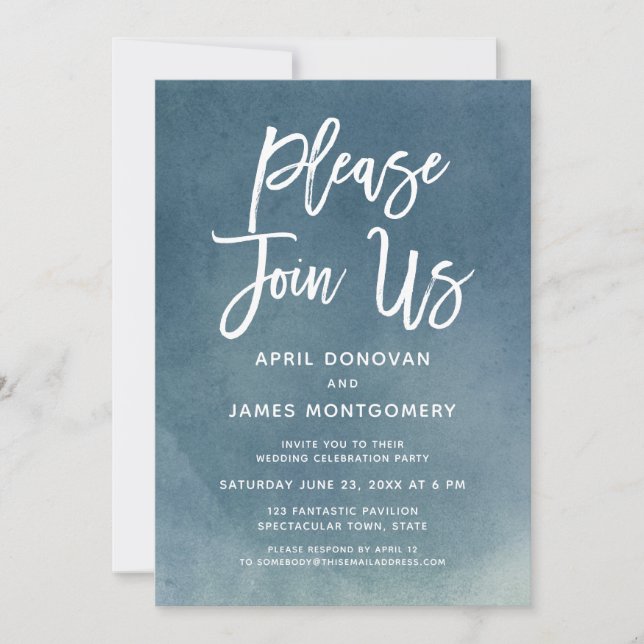 Please Join Us Brush Typography Wedding Invitation (Front)