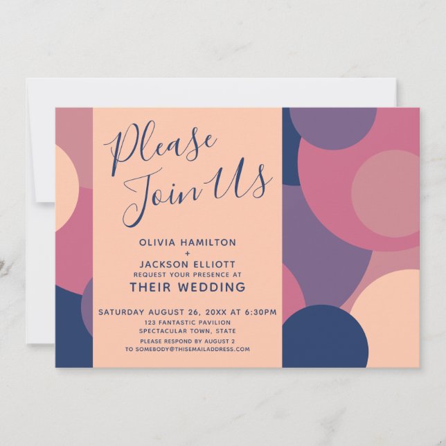 Please Join Us Colorful Circles Wedding Invitation (Front)