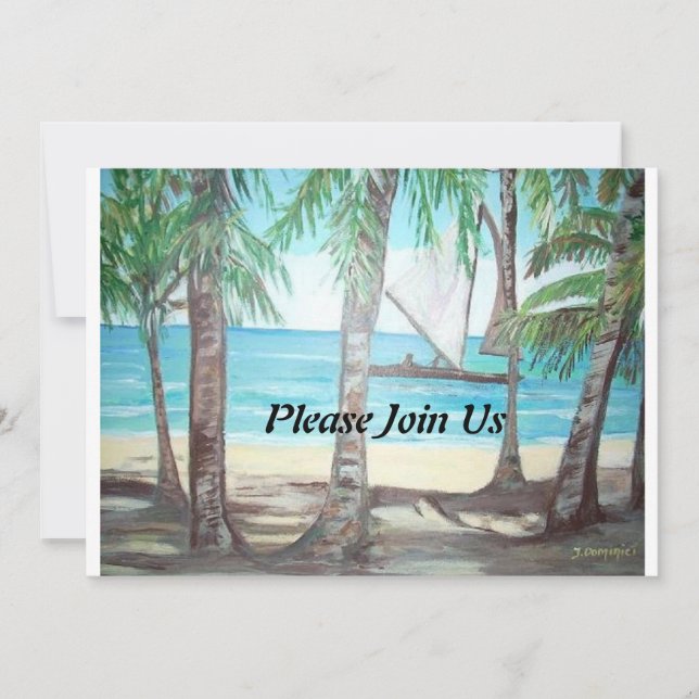 Please Join Us Invitation - Luquillo Beach Paintin (Front)