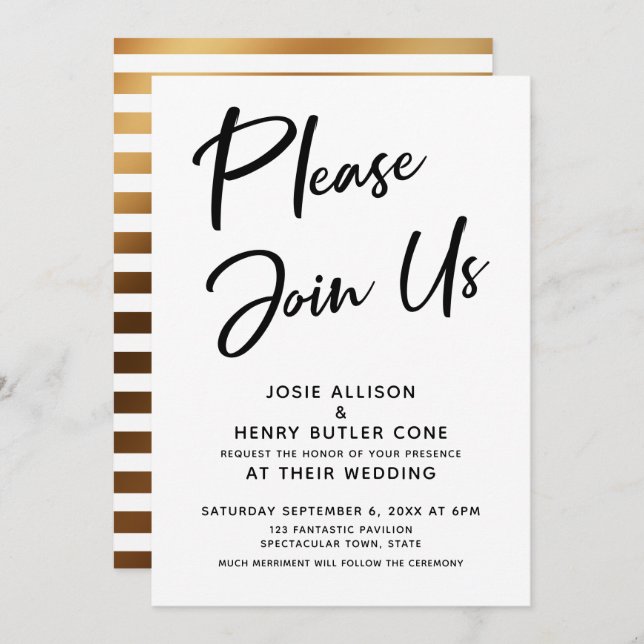 "Please Join Us" Modern Calligraphy Wedding Invitation (Front/Back)