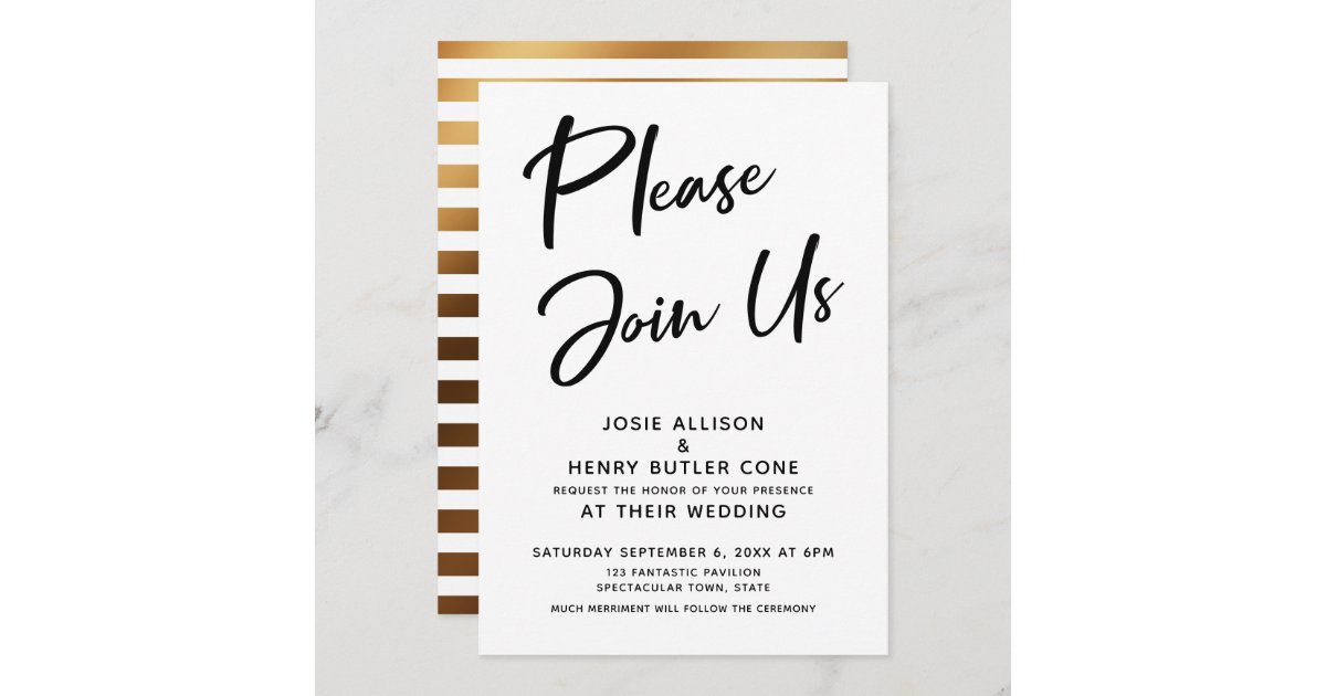 "Please Join Us" Modern Calligraphy Wedding Invitation Zazzle