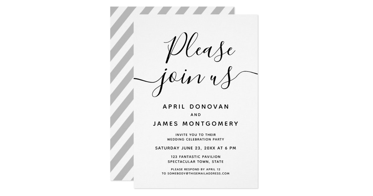 Please Join Us Typography Wedding Invitation