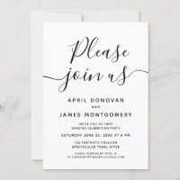 Canopy Street Black And White All Occasion Script Invitations / 25 Fill In  General Use Invites / 5 x 7 Flat Modern Shower Party Or Event