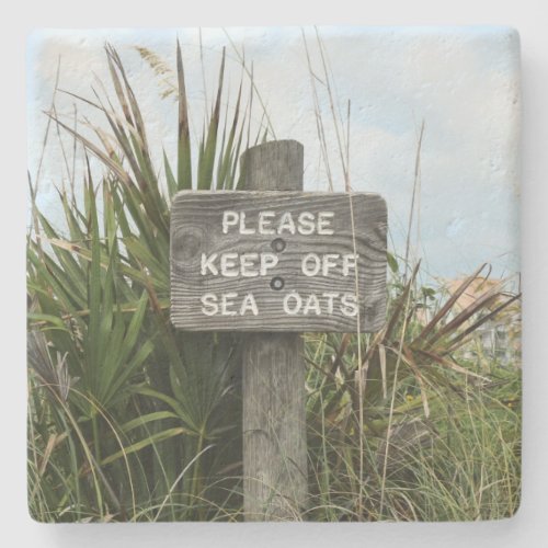 Please Keep Off Sea Oats Stone Coaster