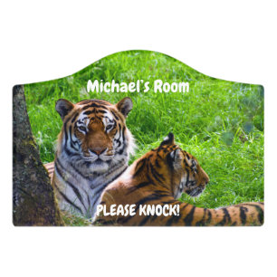 Please Knock! Amur Tiger Door Sign