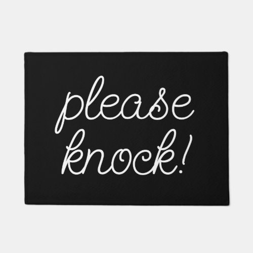 Please knock before coming in black script doormat