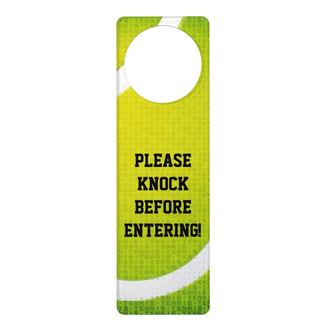 PLEASE KNOCK BEFORE ENTERING | Tennis Sports Door Hanger (Front)