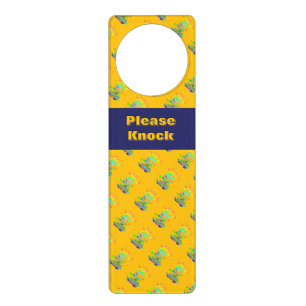 Please Knock Fantasy Floral Sunny Yellow Door Hanger
