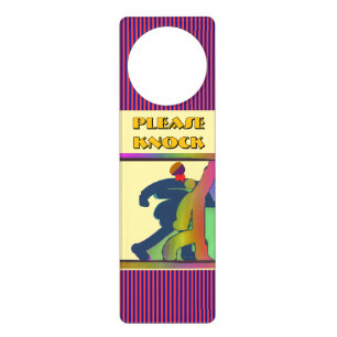 Please Knock Graphic Stripe Acrylic Door Hanger