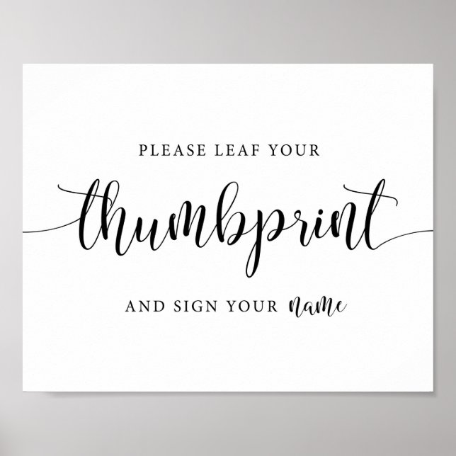 Please Leaf Your Thumbprint Wedding Tree Sign (Front)