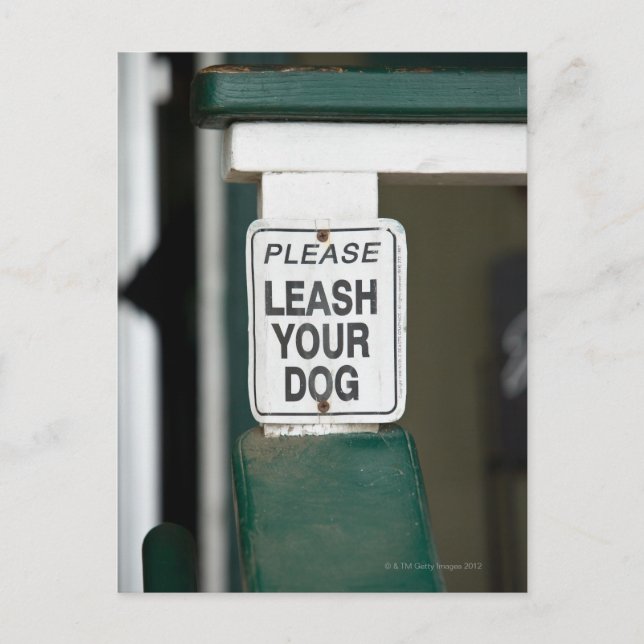 Please leash your dog sign postcard (Front)