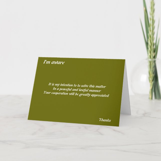 Please leave my husband alone letterpress thank you card (Front)
