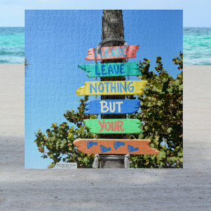 Please Leave Nothing But Your Footprints Beach Jigsaw Puzzle