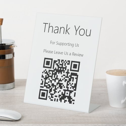 Please Leave Us a Review Black and White QR Code Pedestal Sign