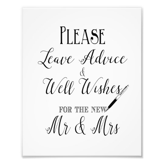 Please leave your advice wedding sign | Zazzle.com