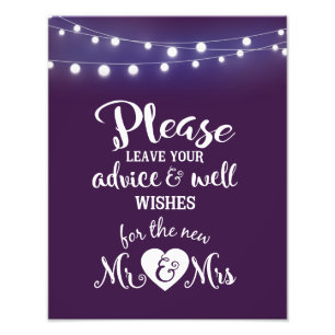 Please leave your advice & well wishes sign Violet