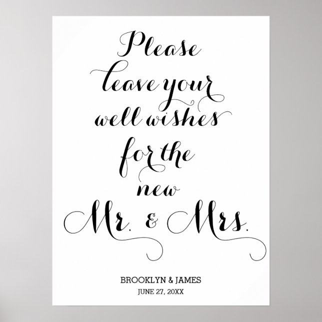 Please Leave Your Well Wishes Wedding Sign (Front)
