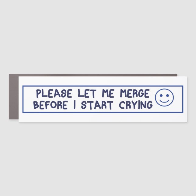 please let me merge before i start crying, Aesthet Car Magnet (Front)