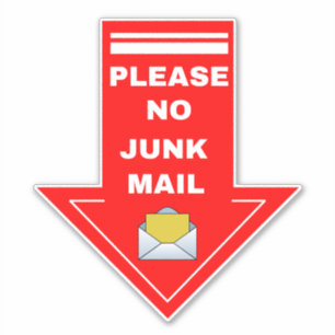 Please No Junk Mail Sign - Red Arrow Sticker