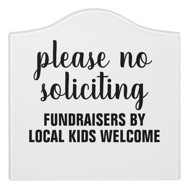 please no soliciting fundraisers by local kids door sign (Large Crest Front)